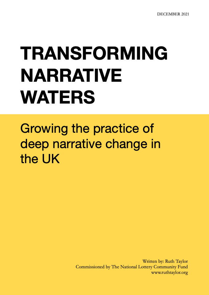 An image showing the cover of the report Transforming Narrative Waters by Ruth Taylor.